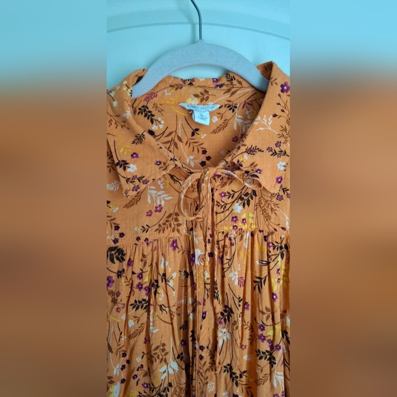 Cato floral ruffle sleeve rayon womens top size large patchwork print boho lagen - Picture 3 of 8